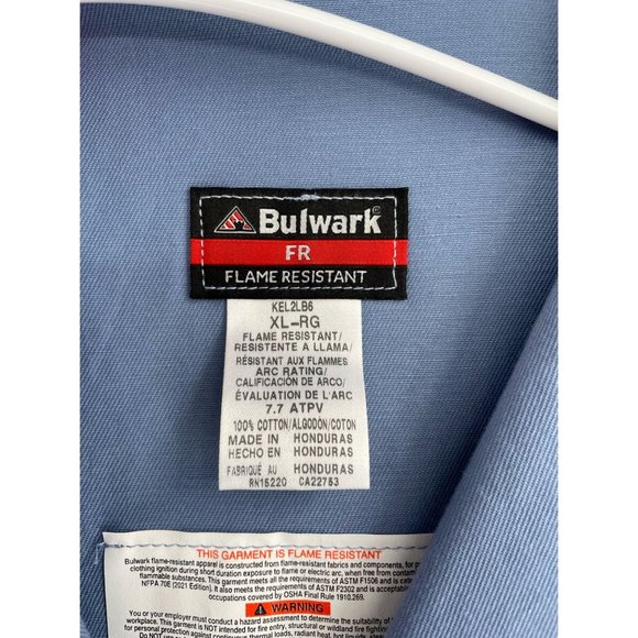 Bulwark FR Cat 1 2122 Lab Coat Men's Size XL Blue 3 Pockets Pass Through - Picture 4 of 11